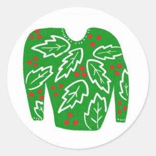 Adesivo Redondo Natal de Férias PERSONALIZADAS Ugly Sweater