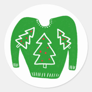 Adesivo Redondo Natal de Férias PERSONALIZADAS Ugly Sweater