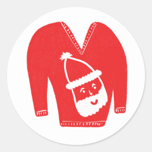 Adesivo Redondo Natal de Férias PERSONALIZADAS Ugly Sweater