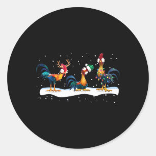 Adesivo Redondo Natal de Frango Hei Hei - Uni, Preto, Manga Curta