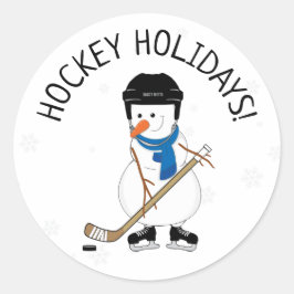 Adesivo Redondo Natal de Hockey Holiday Snowman