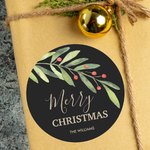 Adesivo Redondo Natal de Holly e Berries