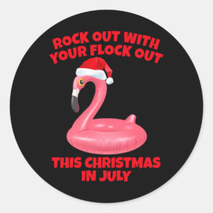 Adesivo Redondo Natal de Julho Rock Out com seu Flock Out Fla