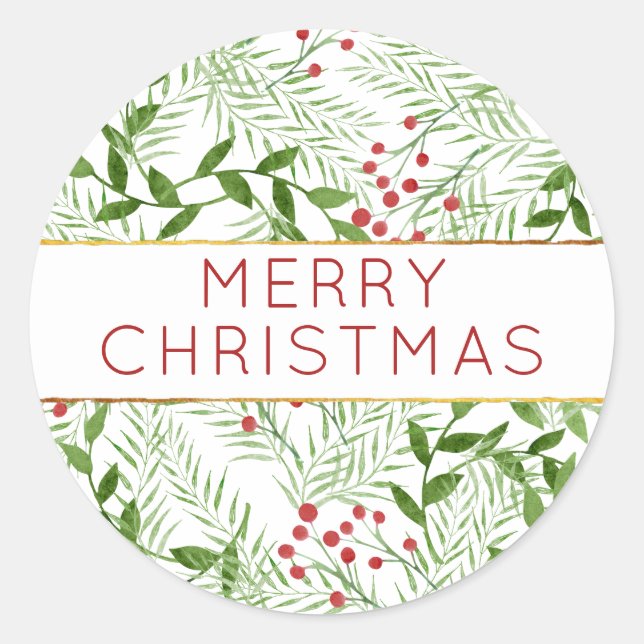 Adesivo Redondo NATAL DE MERCADO Moderno deixa férias de Berries (Frente)