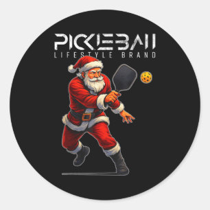 Adesivo Redondo Natal de pickleball com raquete pendurada de natal