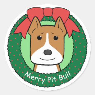 Adesivo Redondo Natal de Pitbull