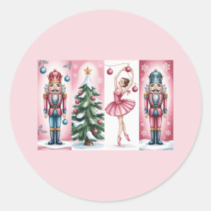 Adesivo Redondo Natal de Quebra-Nozes Aquarela Festivo Feminino