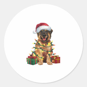 Adesivo Redondo Natal de Santa Hat Leonberger Dog do Natal do Nata