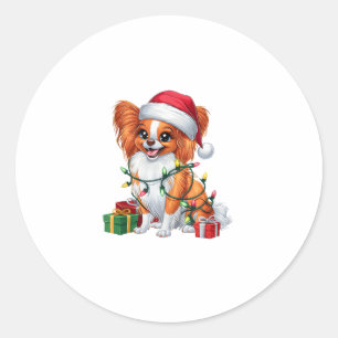 Adesivo Redondo Natal de Santa Hat Papillon no Iluminação do Natal