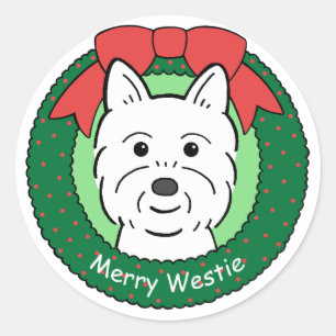 Adesivo Redondo Natal de Westie