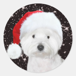 Adesivo Redondo Natal de Westie