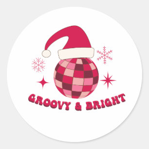 Adesivo Redondo Natal Discoteca Groovy e Brilhante