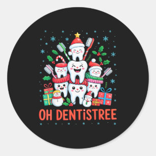 Adesivo Redondo Natal Divertido Dentista Xmas Odontologia Ah Denti