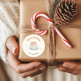 Adesivo Redondo Natal Divertido Desenhado à Mão
