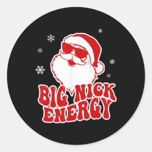 Adesivo Redondo Natal Divertido Grande Energia de Nick Papai Noel