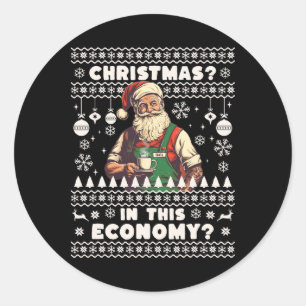 Adesivo Redondo Natal Divertido Nesta Inflação Econômica Natal Fei