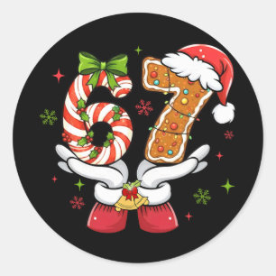 Adesivo Redondo Natal Divertido Seis Sete 6 7 Meme Geração Alpha G