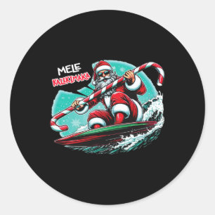 Adesivo Redondo Natal Divertido Surf Mele Kalikimaka Papai Noel Su