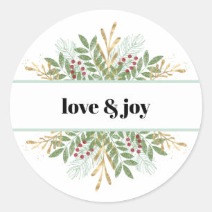 Adesivo Redondo Natal do Amor e Joy Holiday Winter
