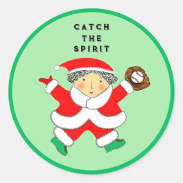 Adesivo Redondo Natal do Baseball