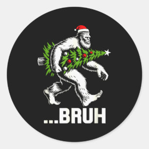 Adesivo Redondo Natal do Bruh Pé Grande Engraçado Árvore de Natal