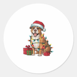 Adesivo Redondo Natal do Cachorro do Cachorro de Santa Hat