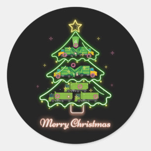 Adesivo Redondo Natal do Caminhão de Lighting Papais noeis de lixo