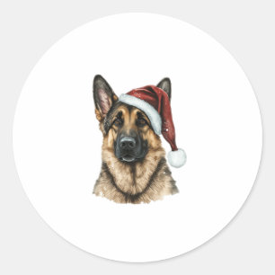 Adesivo Redondo Natal do Cão do Pai Natal german shepherd