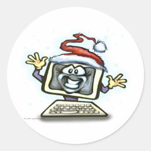 Adesivo Redondo Natal do computador