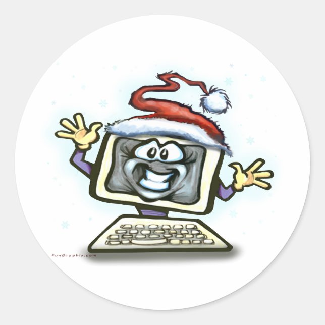 Adesivo Redondo Natal do computador (Frente)