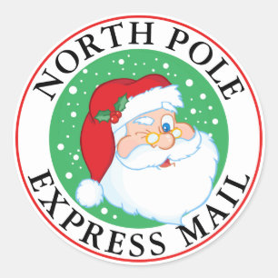 Adesivo Redondo Natal do correio expresso do Pólo Norte que pisc 