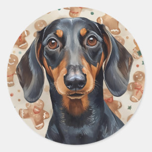 Adesivo Redondo Natal do Dachshund