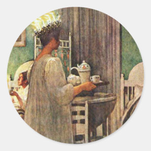 Adesivo Redondo Natal do dia de Carl Larsson St Lucia na suecia