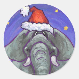 Adesivo Redondo Natal do elefante