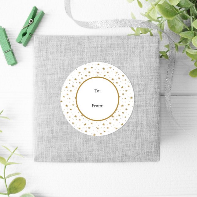 Adesivo Redondo Natal do Festival Dourado das Estrelas Brancas (Criador carregado)