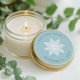 Adesivo Redondo Natal do Floco de Neve Azul Claro