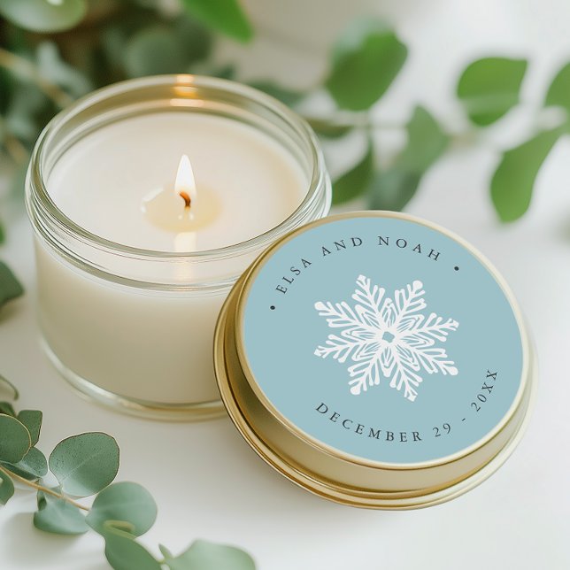 Adesivo Redondo Natal do Floco de Neve Azul Claro (Criador carregado)