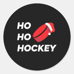 Adesivo Redondo Natal do Ho Hockey - Hóquei no Gelo