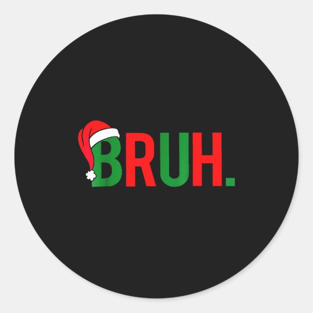 Adesivo Redondo Natal do Meme Bruh  (Frente)