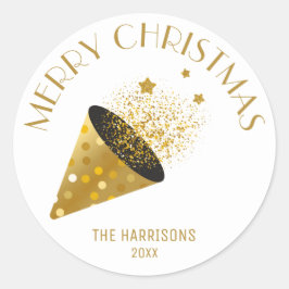 Adesivo Redondo Natal do Nome do Popper do Partido Dourado