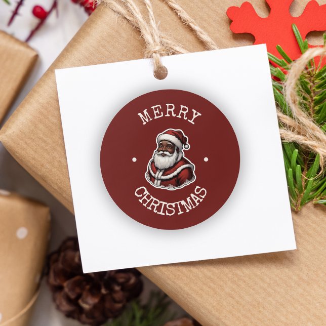 Adesivo Redondo Natal do Pai Natal Negro da América Latina (Criador carregado)