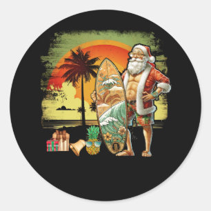 Adesivo Redondo Natal do Papai Noel 6 Pack do Tropical Summer Surf