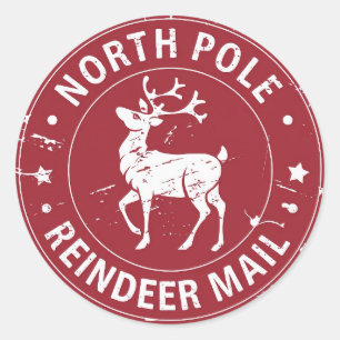 Adesivo Redondo Natal do Polo Norte para o Correio de Reindeer