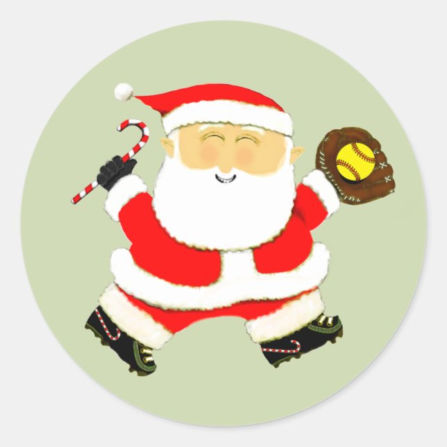 Adesivo Redondo Natal do Softball (Frente)