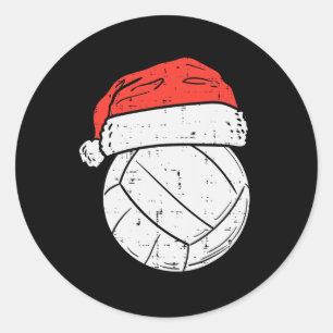 Adesivo Redondo Natal do Voleibol Santa Hat Esportivo