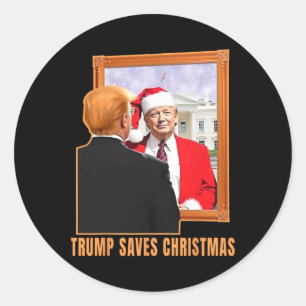 Adesivo Redondo Natal Donald Trump Presidente 2024 Trump Saves
