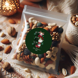 Adesivo Redondo Natal dos Papais noeis e Amigos de Gingham Retro