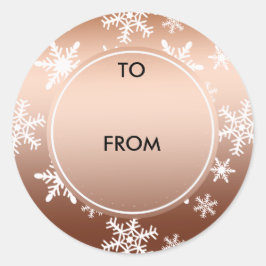 Adesivo Redondo Natal Dourado com flocos de neve brancos