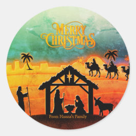 Adesivo Redondo Natal Dourado personalizado "Feliz Natal"