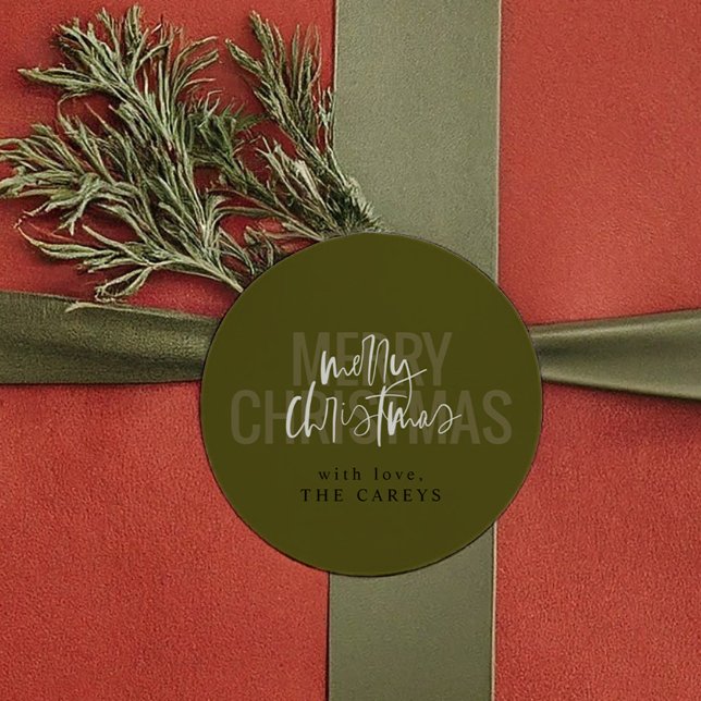 Adesivo Redondo Natal duplo moderno (Modern Double Merry Christmas Classic Round Sticker)